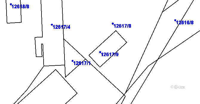 Parcela st. 12617/9 v KÚ Plzeň 4, Katastrální mapa