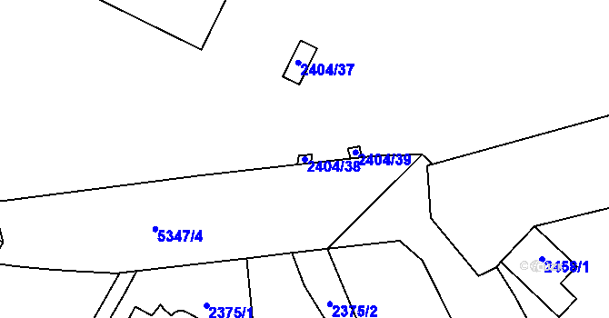 Parcela st. 2404/38 v KÚ Plzeň 4, Katastrální mapa