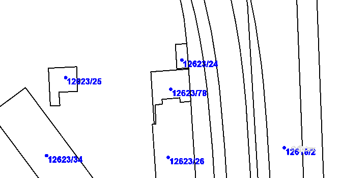 Parcela st. 12623/78 v KÚ Plzeň 4, Katastrální mapa