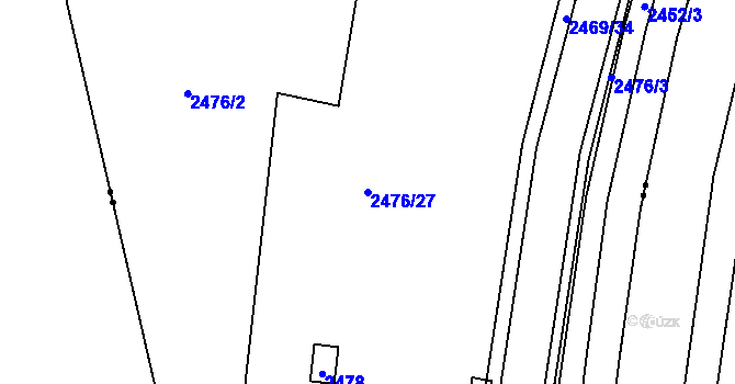 Parcela st. 2476/27 v KÚ Plzeň 4, Katastrální mapa