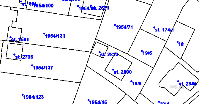 Parcela st. 2810 v KÚ Litice u Plzně, Katastrální mapa