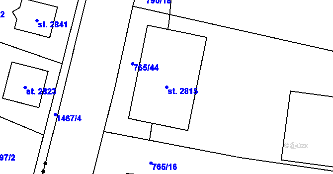 Parcela st. 2815 v KÚ Litice u Plzně, Katastrální mapa