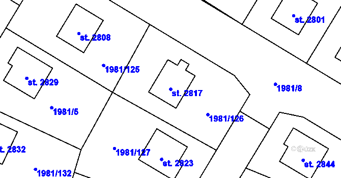 Parcela st. 2817 v KÚ Litice u Plzně, Katastrální mapa