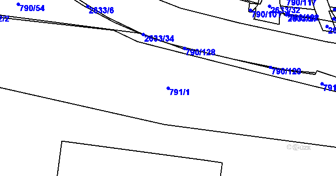 Parcela st. 791/1 v KÚ Litice u Plzně, Katastrální mapa