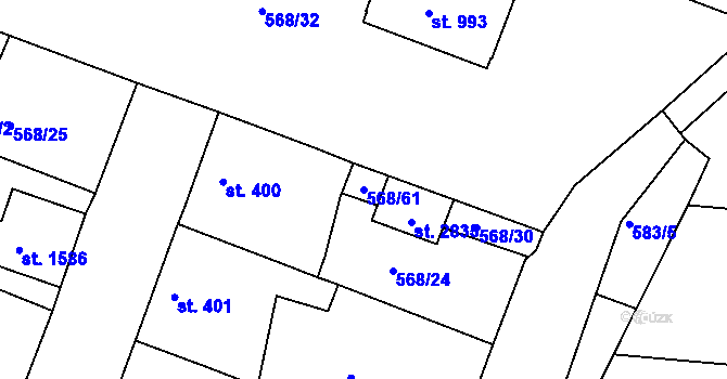 Parcela st. 568/61 v KÚ Litice u Plzně, Katastrální mapa