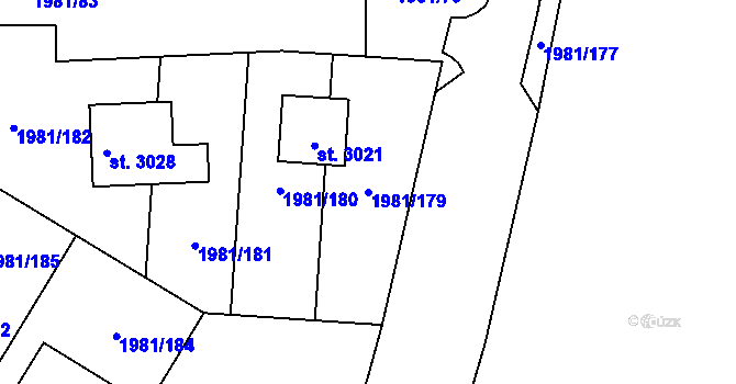Parcela st. 1981/179 v KÚ Litice u Plzně, Katastrální mapa