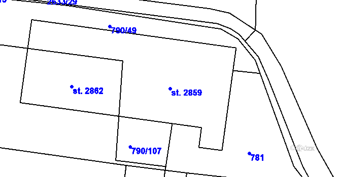 Parcela st. 2859 v KÚ Litice u Plzně, Katastrální mapa