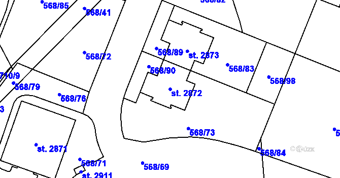 Parcela st. 2872 v KÚ Litice u Plzně, Katastrální mapa
