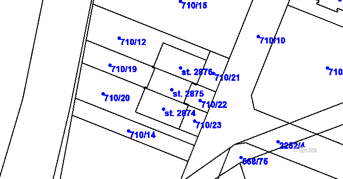 Parcela st. 2875 v KÚ Litice u Plzně, Katastrální mapa