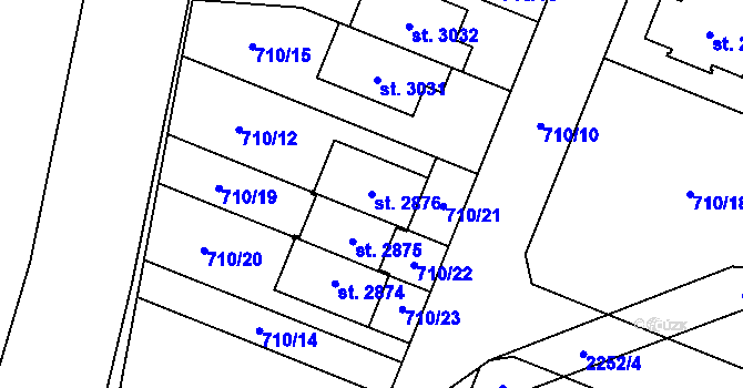 Parcela st. 2876 v KÚ Litice u Plzně, Katastrální mapa
