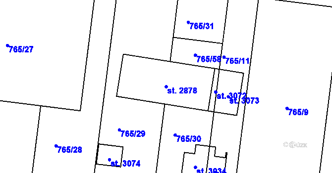 Parcela st. 2878 v KÚ Litice u Plzně, Katastrální mapa