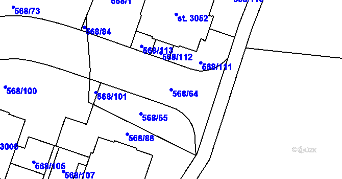 Parcela st. 568/64 v KÚ Litice u Plzně, Katastrální mapa