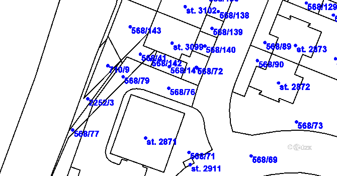 Parcela st. 568/76 v KÚ Litice u Plzně, Katastrální mapa