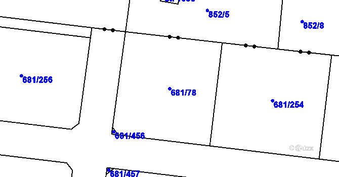 Parcela st. 681/78 v KÚ Litice u Plzně, Katastrální mapa