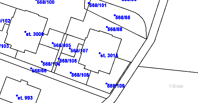 Parcela st. 568/88 v KÚ Litice u Plzně, Katastrální mapa