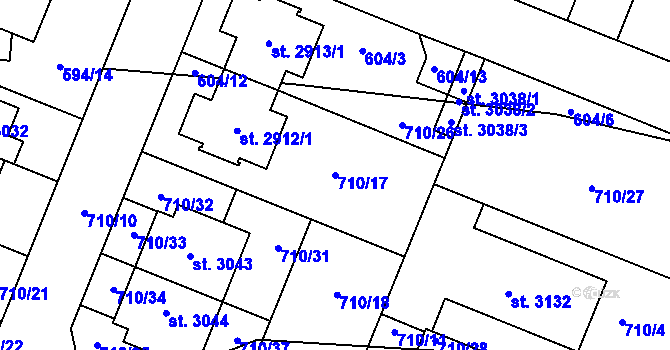 Parcela st. 710/17 v KÚ Litice u Plzně, Katastrální mapa