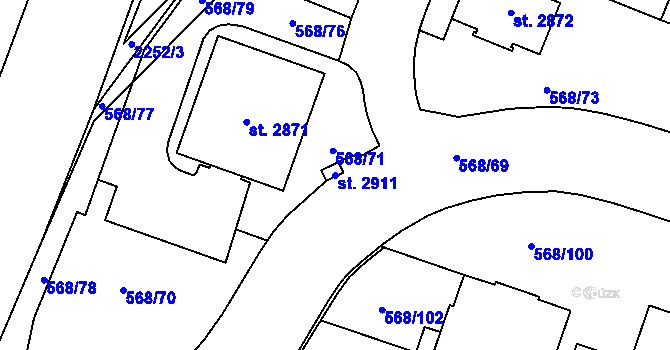 Parcela st. 2911 v KÚ Litice u Plzně, Katastrální mapa