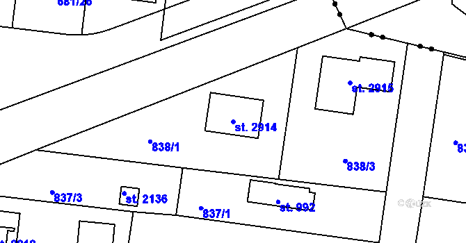 Parcela st. 2914 v KÚ Litice u Plzně, Katastrální mapa
