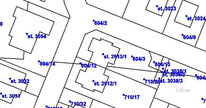 Parcela st. 2913/1 v KÚ Litice u Plzně, Katastrální mapa