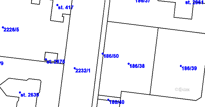 Parcela st. 186/50 v KÚ Litice u Plzně, Katastrální mapa