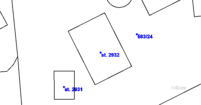 Parcela st. 2932 v KÚ Litice u Plzně, Katastrální mapa