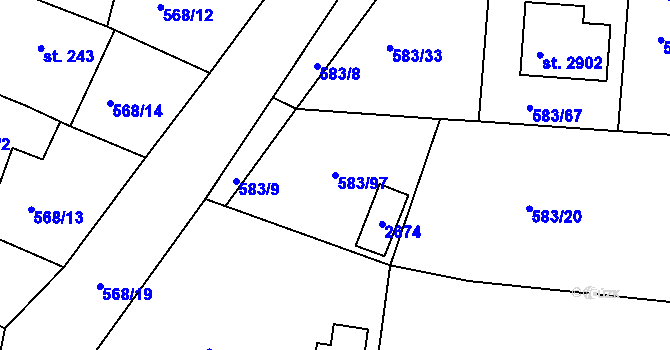 Parcela st. 583/97 v KÚ Litice u Plzně, Katastrální mapa