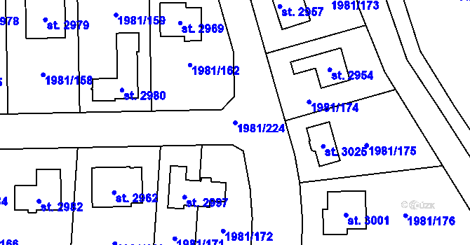 Parcela st. 1981/224 v KÚ Litice u Plzně, Katastrální mapa