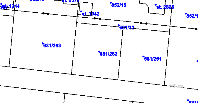 Parcela st. 681/262 v KÚ Litice u Plzně, Katastrální mapa