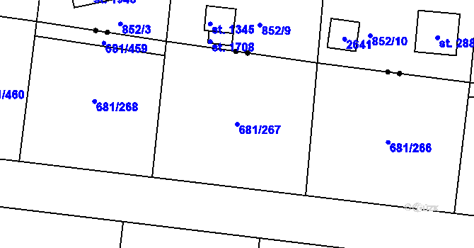 Parcela st. 681/267 v KÚ Litice u Plzně, Katastrální mapa