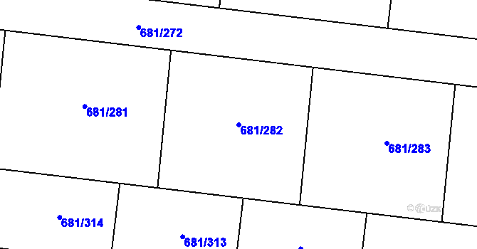 Parcela st. 681/282 v KÚ Litice u Plzně, Katastrální mapa