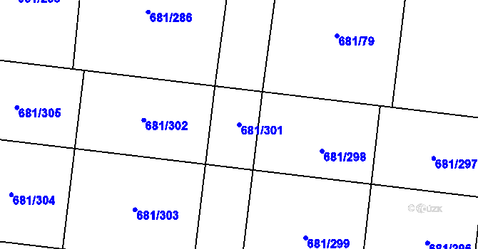 Parcela st. 681/301 v KÚ Litice u Plzně, Katastrální mapa