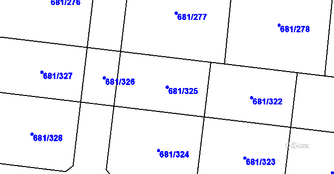 Parcela st. 681/325 v KÚ Litice u Plzně, Katastrální mapa