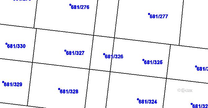 Parcela st. 681/326 v KÚ Litice u Plzně, Katastrální mapa
