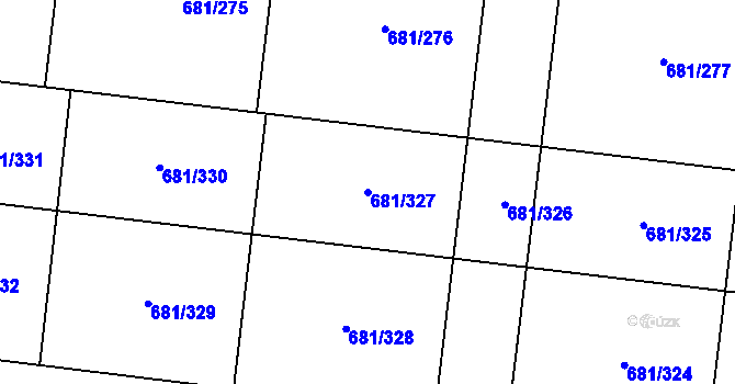 Parcela st. 681/327 v KÚ Litice u Plzně, Katastrální mapa
