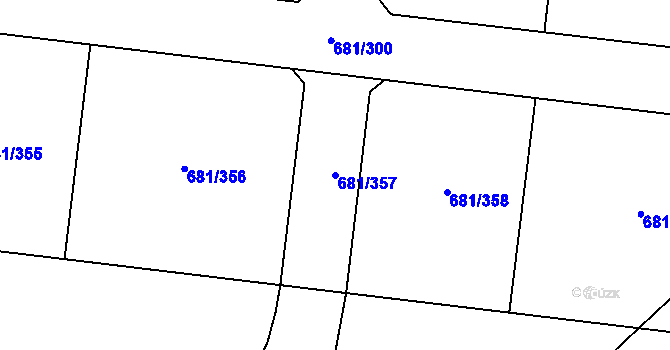 Parcela st. 681/357 v KÚ Litice u Plzně, Katastrální mapa