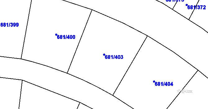 Parcela st. 681/403 v KÚ Litice u Plzně, Katastrální mapa