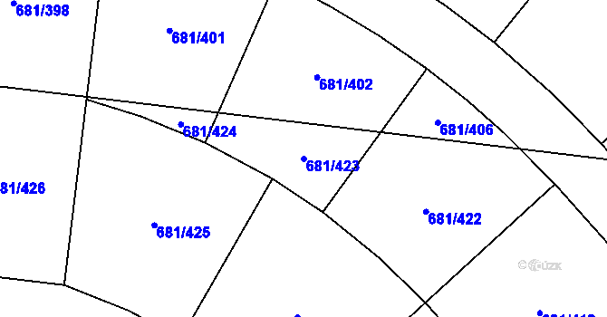 Parcela st. 681/423 v KÚ Litice u Plzně, Katastrální mapa