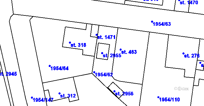 Parcela st. 2955 v KÚ Litice u Plzně, Katastrální mapa