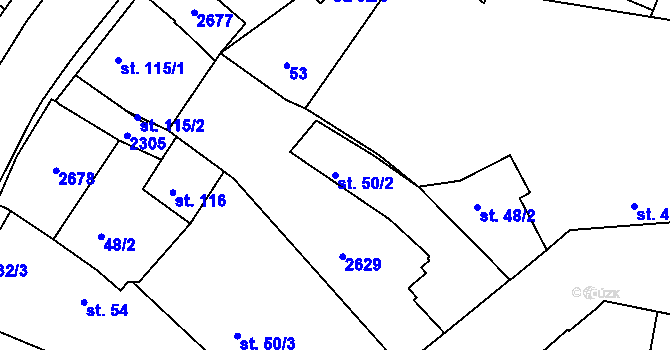 Parcela st. 50/2 v KÚ Litice u Plzně, Katastrální mapa