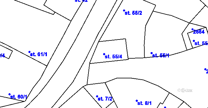 Parcela st. 55/4 v KÚ Litice u Plzně, Katastrální mapa