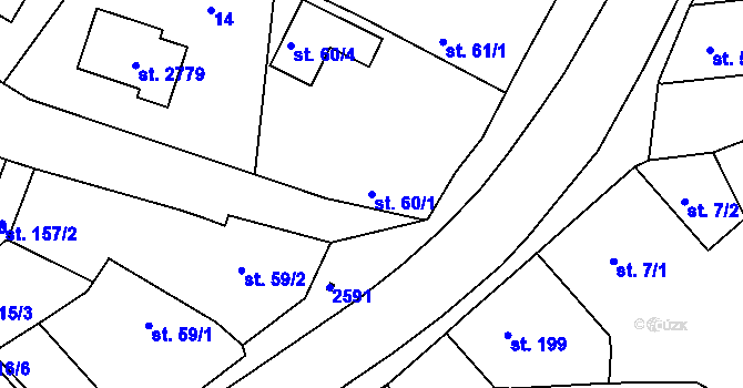 Parcela st. 60/1 v KÚ Litice u Plzně, Katastrální mapa