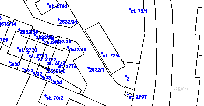 Parcela st. 72/4 v KÚ Litice u Plzně, Katastrální mapa