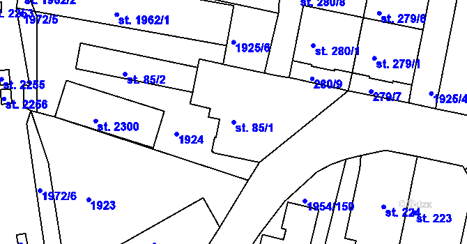 Parcela st. 85/1 v KÚ Litice u Plzně, Katastrální mapa