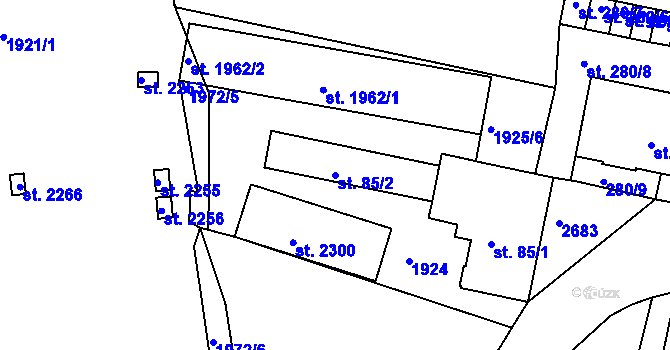 Parcela st. 85/2 v KÚ Litice u Plzně, Katastrální mapa