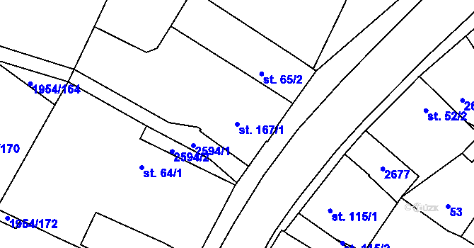 Parcela st. 167/1 v KÚ Litice u Plzně, Katastrální mapa