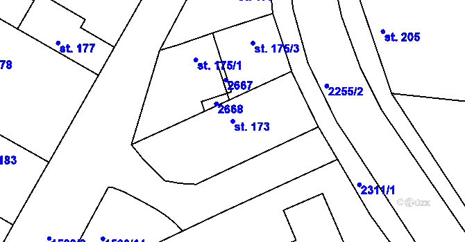 Parcela st. 173 v KÚ Litice u Plzně, Katastrální mapa