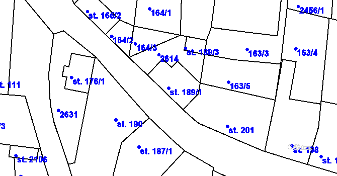 Parcela st. 189/1 v KÚ Litice u Plzně, Katastrální mapa