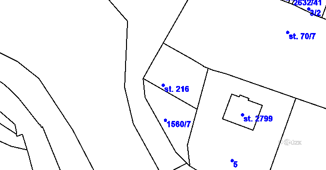Parcela st. 216 v KÚ Litice u Plzně, Katastrální mapa