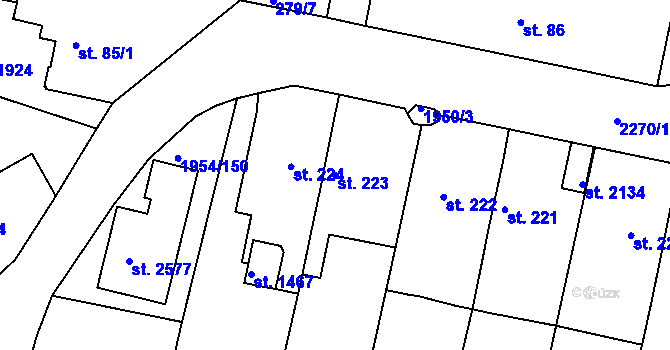 Parcela st. 223 v KÚ Litice u Plzně, Katastrální mapa