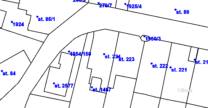 Parcela st. 224 v KÚ Litice u Plzně, Katastrální mapa